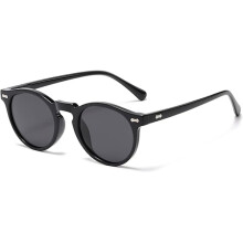 Retro Runde Polariserede Solbriller Herre Dame, Vintage Polariserede Solbriller Klassiske Trendy Solbriller Unisex UV-beskyttelse Mørkegrå
