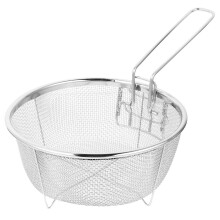 Deep Fry Basket Stainless Steel 14 Inch Mesh with Foldable Handle for Kitchen, Chicken, and Seafood
