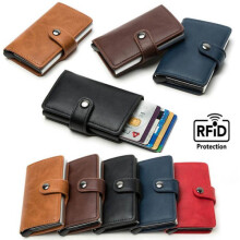 Porte-cartes portefeuille - Protection RFID et NFC - 5 cartes bleu foncé