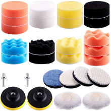 Kit di 28 tamponi per lucidatura da 3 pollici, tampone per lucidatura in schiuma, accessorio per lucidatrice per paraurti auto, adatto per foratura