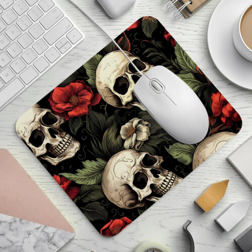 Mouse Pad Halloween Skulls με αντιολισθητική βάση από καουτσούκ, τετράγωνο gaming pad 8,3'' x 9,8'' για 1