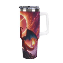 Tazza da viaggio Charmander di grande capacità, tazza da caffè da 40 oz con cannuccia, tazza termica in acciaio inossidabile.