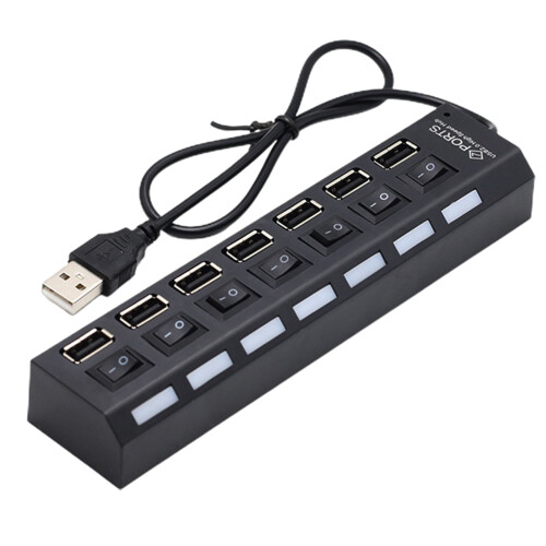 Lifetechs 7-Port USB2.0 Hub, Διαχωριστής υψηλής ταχύτητας γενικής χρήσης με διακόπτη, Χωρίς 1