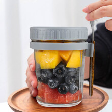 Aufmer Overnight Oats Gläser 350 ml, tragbare Einmachgläser mit Deckel und Löffel, kompatibel mit Müslibehältern Neueste Version