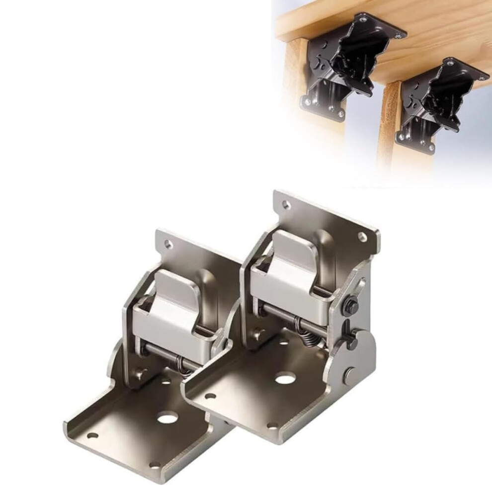 Folding Table Hinge 90 Selflocking Heavy Duty Bracket For Bed Legs Workbench Silver 2Pcs 9164114657152