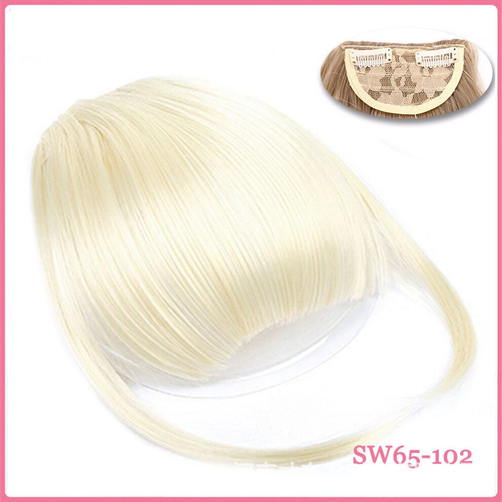 Unisex White Nvzi-A Clip In Bangs, Synthetic French Bangs Hair Clip, Fake Bangs Fringe With Temples Hairpieces For Women, Blonde