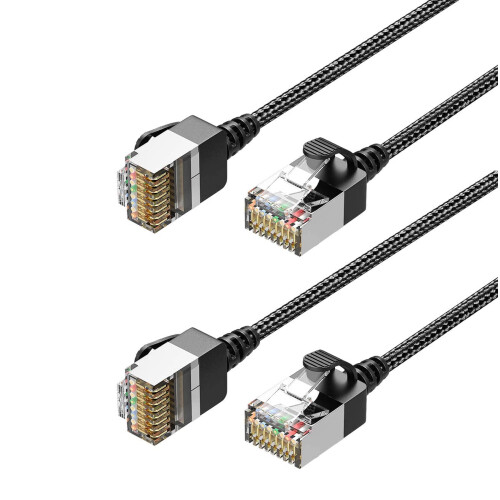 2 τεμάχια καλωδίου Ethernet CAT6a λεπτό 3FT, λεπτό καλώδιο patch CAT6Ethernet ορθής γωνίας,