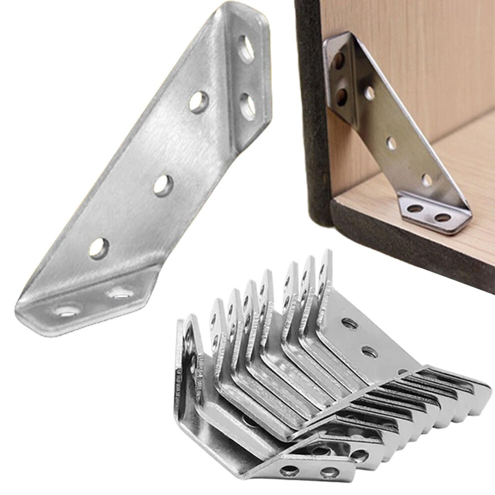Furniture Corner Bracket Stainless Steel 90 Angle Braces Noise Reduction For Shelves Cabinets Bed Frame 20Pcs 9164114657183