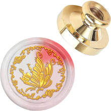 stuk gouden messing lakzegelstempel met retro stempelkop en vlinderpatroon, 25 mm, voor kaarten en enveloppen