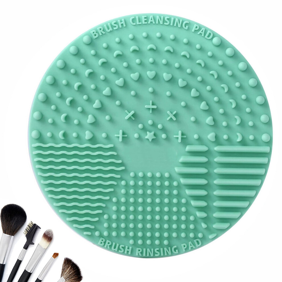 Blue Emlimny Makeup Brush Cleaner With Suction Cup, Silicone Cleaning Mat Pad Scrubber Tool Compatible With All Brushes (Blue)