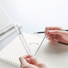 Juego de regla plegable, transportador y escala de acrílico transparente LOVEVER - Compatible con herramientas de dibujo para estudiantes,