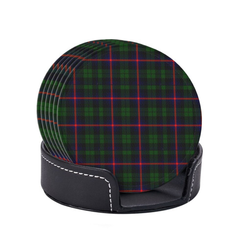 6 τεμάχια δερμάτινα σουβέρ, σουβέρ Clan Urquhart Tartan για ποτά, μαξιλάρι για ποτήρια, δώρο 1