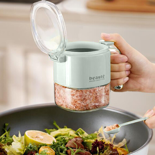 Γυάλινα βάζα μπαχαρικών Kraoden 400ML, με κουτάλια και καπάκια, αποθήκευση μπαχαρικών