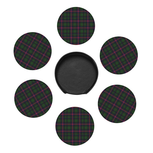 6 τεμάχια δερμάτινα σουβέρ, σουβέρ Clan Urquhart Tartan για ποτά, μαξιλάρι για ποτήρια, δώρο 2