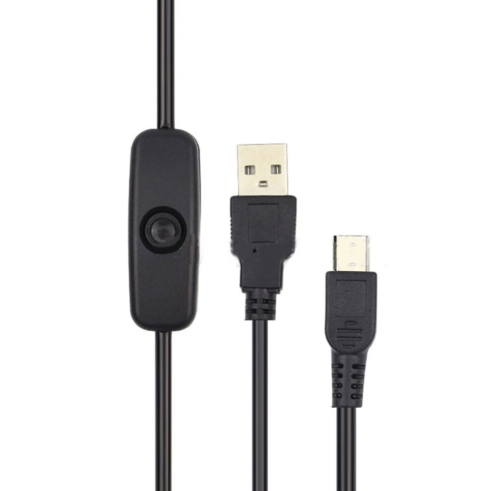 Jixopn Portable Usb To Micro Usb Cable Charger Power Cord Ultralight Lightweight Durable With On/Off Switch For Raspberry Pi Black 9395123772172