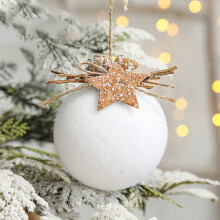Christmas Ornaments White Decorations Set with Cones Garland, Foam Tree Decor, Hanging Baubles for Holiday