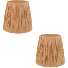 Ensemble de 2 abat-jour pour lampe de table ou de bureau, en raphia, forme cloche, métal et papier.