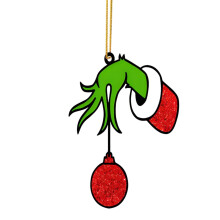 TOFOTL Grinch Decor, Acrylic Christmas Tree Hanging Ornaments, Personalized Name DIY Pendant, Double Side Printed for Tree/Car/Backpacks (Black)
