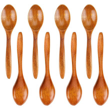 Cucharas de madera ckepdyeh, cucharas pequeñas de madera, mini cucharas soperas, accesorios de cocina de madera para chocolate caliente, miel, café