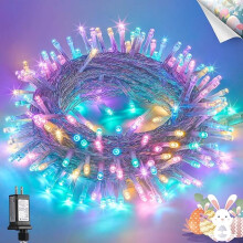 Guirlande lumineuse de Pâques à 200 LED, fil transparent de 20 m, lumières pastel à brancher pour décoration intérieure et extérieure,
