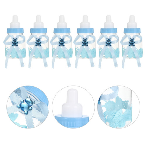 12 st babyshower-godisflaskor, blå, matarstil 2