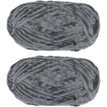 Lot de 2 pelotes de fil chenille velours, 2 x 100 g (7,1 oz), longueur totale 174 yards (160 m), fil polyester super épais et doux pour couvertures,