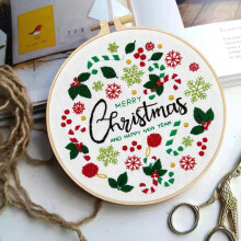 Cartoni animati natalizi, ricamo in inglese, kit di materiali fai da te, ciondolo rotondo Lus per decorazione del soggiorno, decorazioni natalizie