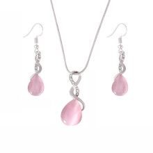 Set di gioielli da sposa Zonh con cristalli rosa per donna - Collana e orecchini