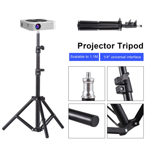 Universal Projector Tripod Stand Stretchable Projector Bracket Aluminum Alloy Portable Holder 1/4'' Interface Adjustable Height for LCD Projector 2