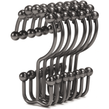Goowin Stainless Steel Black Shower Curtain Hooks, Rust Proof Free Sliding Double Rings for Shower Curtain & Liners (Black)