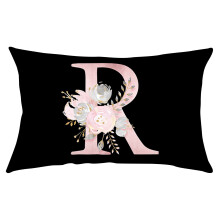 Xubond fabric Pillow Covers English Alphabet ANW Floral Pillowcases Black Throw Case pillow case