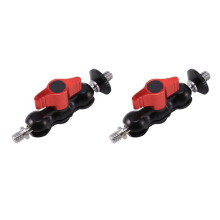 2x1/4-tommers klemme dobbel kulehodearmmonteringsadapter for DSLR-kamera LCD-skjerm