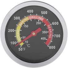 50~800 Thermometer Temperature Gauge, Stainless Steel Barbecue Charcoal Grill Smoker Temp Gauge Pit, Fahrenheit and Heat Indicator for Cooking Meat