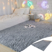 Plush Area Rug 63x31.5" Turquoise Green & Gray - Shaggy Furry Carpet for Bedroom, Living Room, Kids or Nursery - Compatible with Avtoify