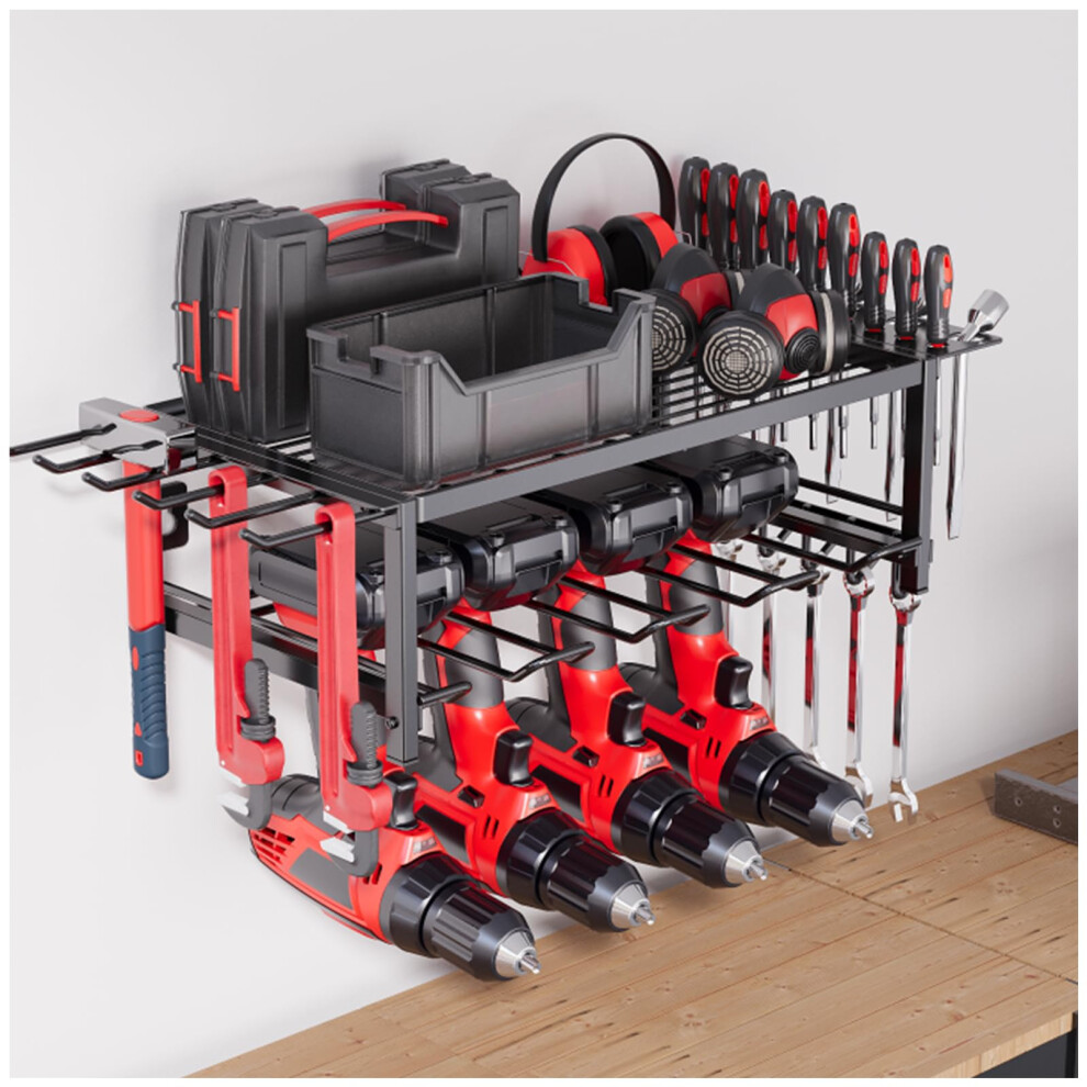 Heavy Duty Metal Tool Organizer Wall Mounted Rack For Cordless Drill And Battery Garage Storage 9164114657275