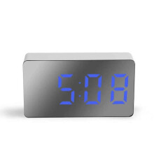 Small Mini Digital Alarm Clock for Travel with LED Time or Temperature Display, Snooze, Adjustable Brightness, Easy to Use - NEW Blue One size