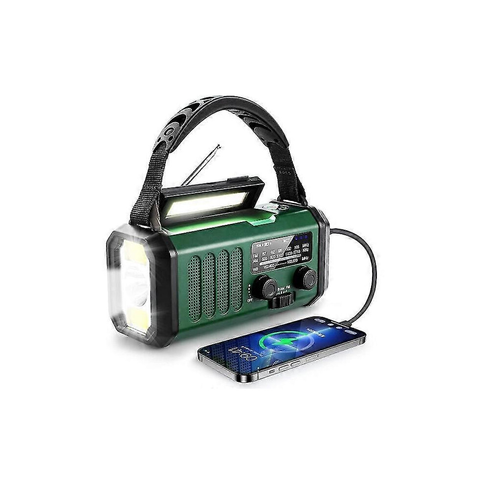 Emergency Radio With Crank, Solar Power & Usb Charging - 10000Mah Battery - Noaa/Am/Fm Weather Radio - Led Flashlight 9110895221631