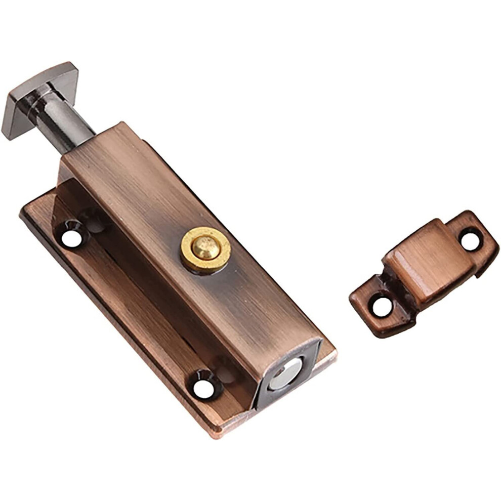 6 Inch Spring Loaded Barrel Bolt Door Latch With Brass Button, Red Bronze Finish 9113335048133