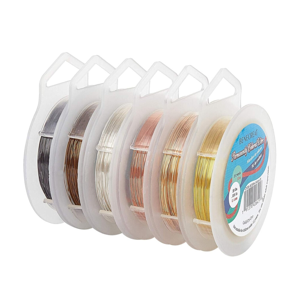 6 Rolls 26 Gauge Tarnish Resistant Multi-Color Copper Wire, 49 Feet/Roll, For Beading, Sculpting, Model Making, 6 Assorted Colors 9071309717662