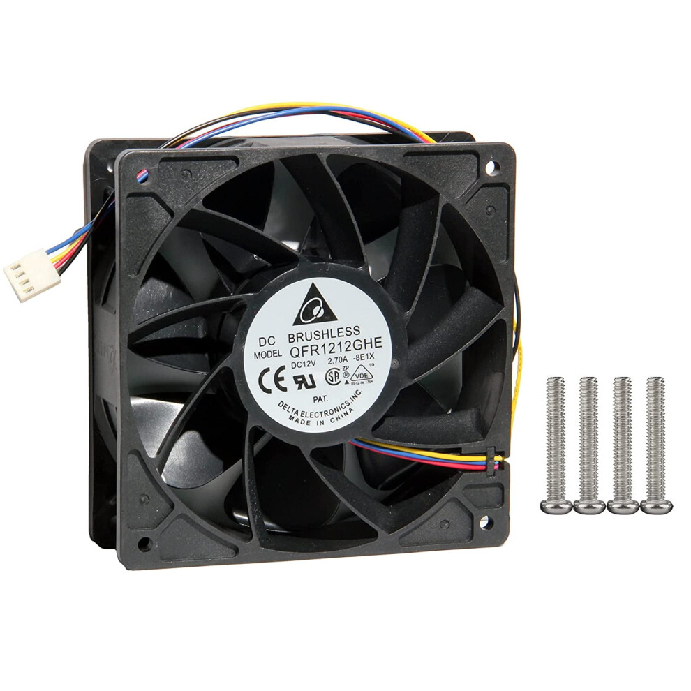 Original Delta Qfr1212ghe 12Vdc 2.7A 120X120x38mm 4-Pin Cooling Fan For Antminer S19 S9 L3+ High Airflow Pc Case Mining 9071309718942