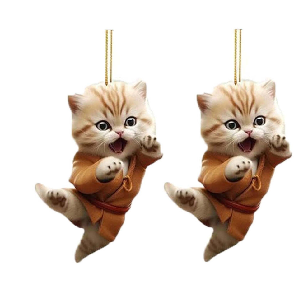 Acrylic Cats Car Pendant Cats Car Pendant Decor Hanging Cats Ornament For Car Mirror 2D Flat Car Cats Pendant With Lanyard Cartoons 9071309718386