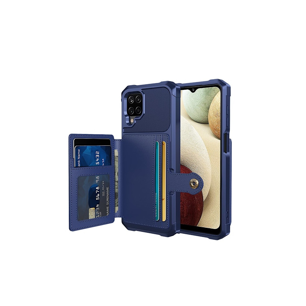 Compatible With Samsung Galaxy A12 - Stylish Practical Case With Card Holder Blue 9071309719758