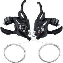 Limei 2Pcs 3x7 Speed Shifter Brake Lever Set, 21 Speed Bike Gear Shifter & V Brake Cable Compatible with Mountain, Road, MTB, BMX, Fixie