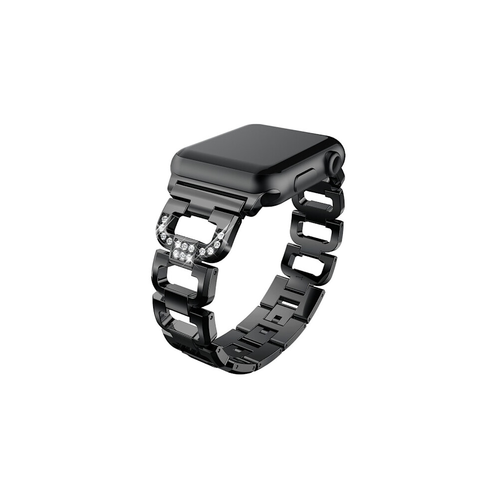 Rhinestone Metal Bracelet Compatible With Apple Watchwith Apple Watch 42/44/45/49 Mm Black 9071309719901