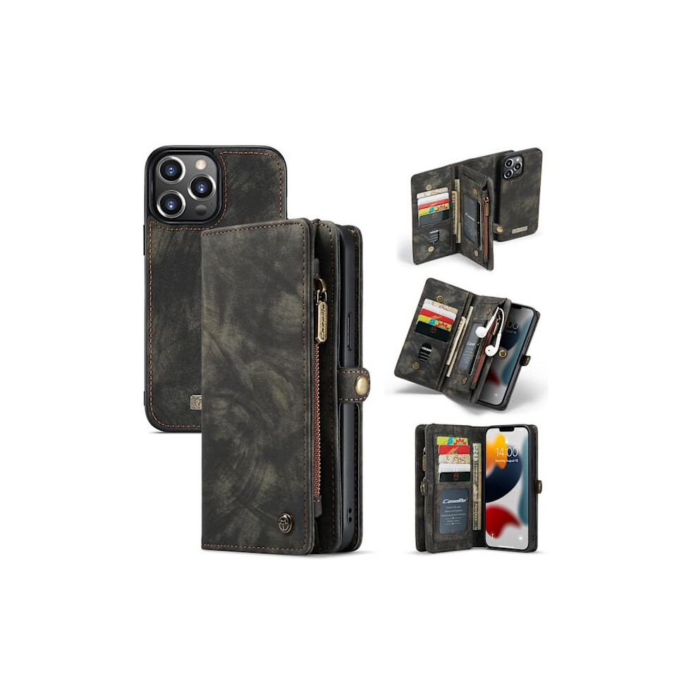 Compatible With Iphone 14 Pro Caseme Wallet Magnet Split Leather Ash Black 9071309720112