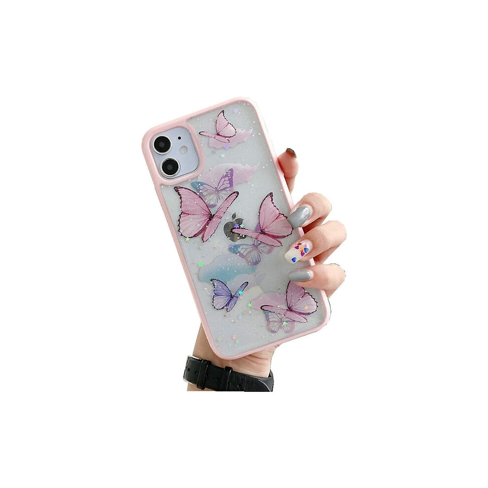 Compatible With Iphone 11 Butterfly Case, Shinymore Glitter Shockproof Soft Silicone Transparent Cover For Women, Pink 9071309719987