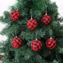 Christmas Red Black Buffalo Plaid Ornaments, compatible with Xmas Tree Hanging Pendants for Fireplace Wall Wreaths Decor