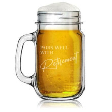 Mug en verre Mason Jar de 473 ml avec anse - Cadeau idéal pour la retraite