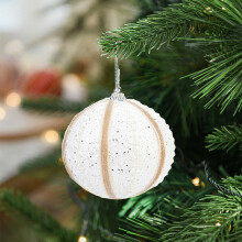1 pezzo 3,15" Pallina di Natale in schiuma bianca con glitter, compatibile con decorazioni per albero di Natale per casa, feste, interni ed esterni