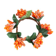 Gadgetvlot6pcs Guirlande de fleurs artificielles décoratives, pendentif suspendu, anneau de bougie, ornement de porte ou de mur en tissu mousse,